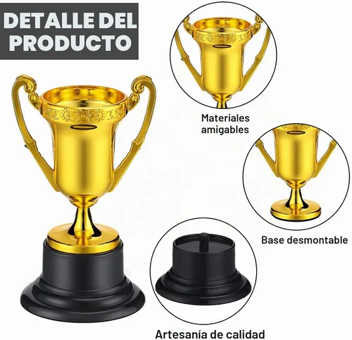 Vista 3 de Paquete de 40 mini trofeos a granel, pequeños trofeos de plástico diminutos para niños de 3.4 pulgadas, pequeña copa de premio dorada, recompensa
