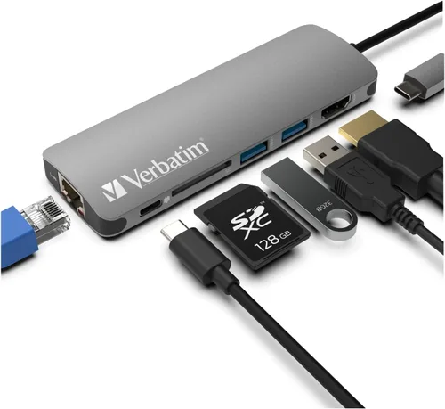 Vista 9 de Verbatim - Adaptador 4 en 1 USB C Hub con 4K HDMI, 60W Power Delivery, USB 3.0, USB 2.0 para portátiles USB C