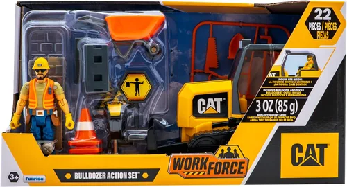Vista 2 de Cat Workforce Bulldozer - Juego de acción de 23 piezas de construcción con figura articulada de 4 pulgadas, compuesto y moldes que no se secan