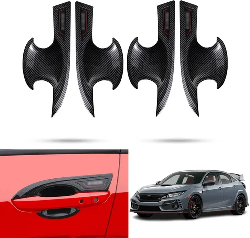 Vista 12 de Accesorios exteriores personalizados para Honda Civic Hatchback/Type R 2016 2017 2018 2019 2020 2021 ABS manija de puerta cubierta de tazón