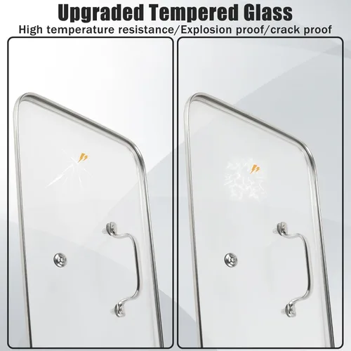 Vista 7 de Tapa de vidrio para plancha Vayepro de 17 pulgadas, accesorio transparente para olla, baño de vidrio, mantener caliente y evitar salpicaduras