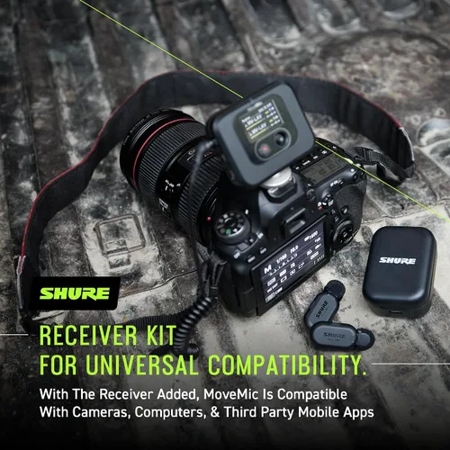 Vista 8 de Shure Receptor MoveMic - Receptor de cámara montable en zapata fría para micrófonos Lavalier MoveMic, compatible con la mayoría de cámaras DSLR