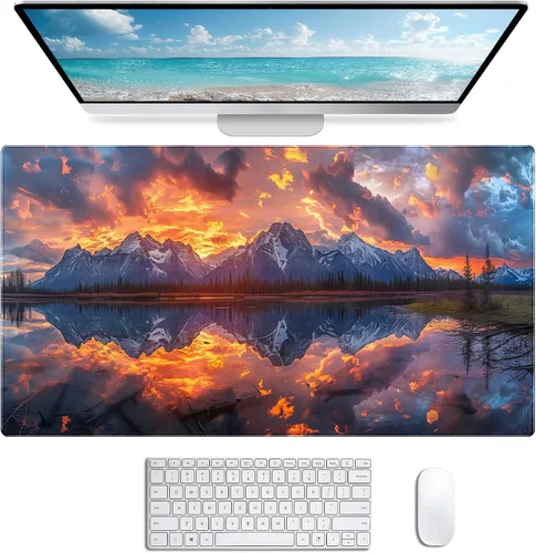 Vista 17 de Alfombrilla de ratón para juegos grande con bandera americana, alfombrilla XXL para laptop y teclado, decoración de escritorio de oficina de 35.4 x