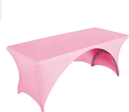 Vista 17 de LZY Paquete de 2 manteles ajustables para mesas plegables de 6 pies, espalda abierta, manteles rectangulares de elastano/elástico/elásticos