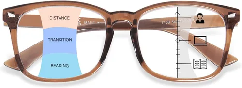 Vista 14 de Anteojos de lectura multifocales progresivos para mujeres y hombres, cuadrados con bloqueo de luz azul y lectores de computadora 2 Pack Coffee