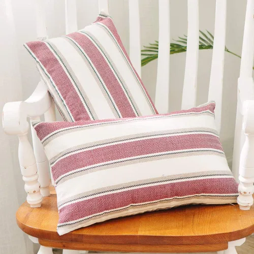 Vista 33 de Funda de almohada a rayas de lino sintético suave cuadrada decorativa con cremallera oculta para sofá, auto o dormitorio 12" x 12" Negro y blanco