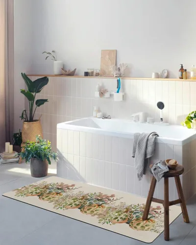 Vista 5 de Tapete de baño antideslizante con hojas y calabazas, de secado rápido y absorbente, de tierra de diatomeas, para fregadero de cocina, lavable