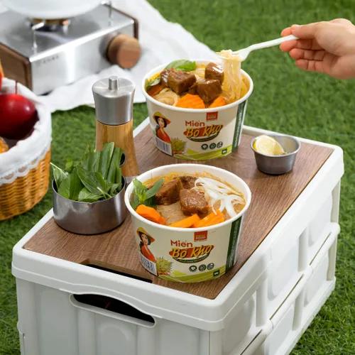 Vista 8 de SIMPLY FOOD Fideos instantáneos de vidrio para estofado de carne vietnamita (Miến Bò Kho Tô) – 9 tazones/1.94 oz cada uno – Deliciosos fideos