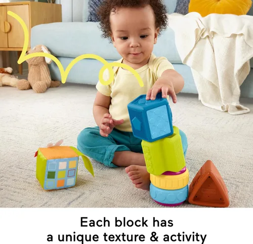Vista 4 de Fisher-Price Bloques sensoriales de actividad ocupada para bebés y niños pequeños a partir de 6 meses