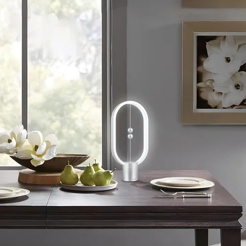 Vista 3 de Heng - Luz de equilibrio, lámpara de mesa LED alimentada por USB, creativa, luz nocturna con interruptor magnético, lámpara de mesa regulable