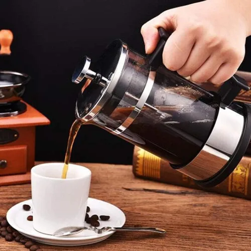 Vista 5 de Joyzan Cafetera de prensa francesa, cafetera de acero inoxidable resistente al calor, máquina de té de infusión en frío, grosor de vidrio