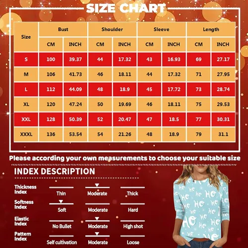 Vista 5 de 2024 Christmas 34 Sleeve Top for Women,Ladies Trendy 34 Sleeve Shirt with Cute Christmas Snowflakes Print
