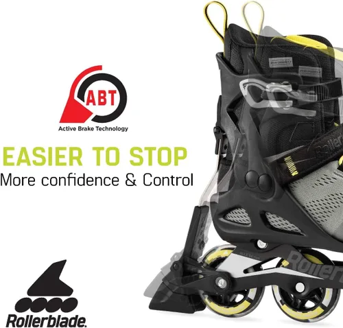 Vista 5 de Rollerblade Macroblade 80 ABT - Patines en línea para hombre, color plateado y amarillo neón, patines en línea de rendimiento