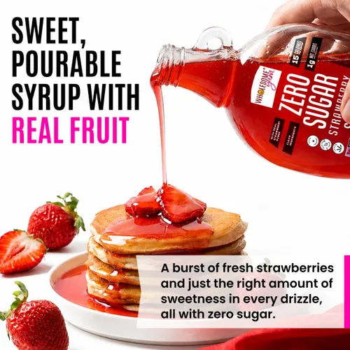 Vista 3 de Wholesome Yum Zero Sugar Real Strawberry Syrup, Monk Fruit & Allulose