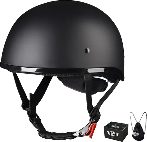 Vista 9 de AHR Half Face Motorcycle Helmet DOT Approved Half Helmet for Motorbike Cruiser Chopper, Run-C & Run-D Patriotic Flag