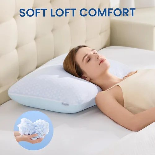 Vista 6 de Almohada de espuma viscoelástica triturada de enfriamiento Relleno triturado azul