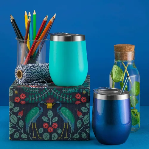Vista 5 de CHILLOUT LIFE - Vaso de acero inoxidable de 12 onzas con tapa y caja de regalo, diseño de viaje con recubrimiento en polvo, aislamiento al vacío