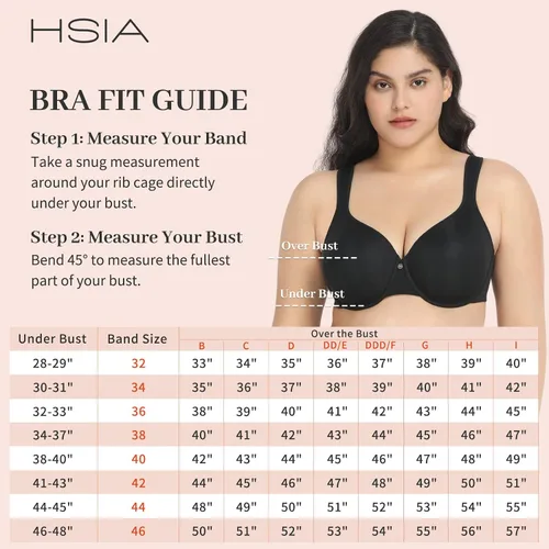 Vista 7 de HSIA Brasier de cobertura completa para mujer, brasier acolchado de contorno con aros