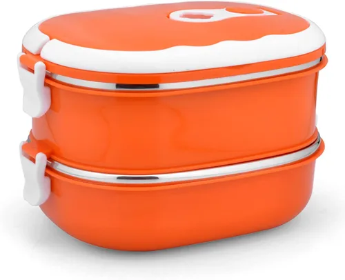 Vista 3 de VALINK Lonchera para alimentos calientes, lonchera rectangular portátil de acero inoxidable aislado para almacenamiento de alimentos para acampar al