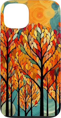 Vista 7 de iPhone 16 Otoño y coloridas hojas y árboles de otoño, funda temática de color de otoño