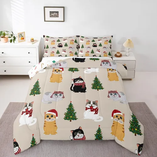 Vista 12 de Erosebridal Juego de ropa de cama Kawaii de muñeco de nieve tamaño individual para niños y niñas, juego de ropa de cama de feliz año nuevo, edredón
