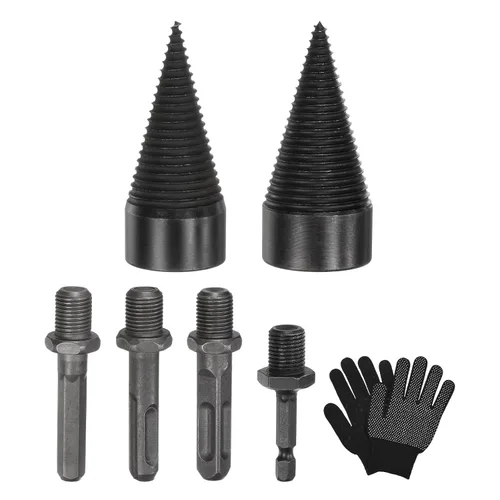 Vista 19 de M METERXITY Paquete de 1 broca divisora de madera de 1.260 in + 4 asas (cuadrada+redonda+vástago hexagonal+hexagonal pequeño) broca divisor de leña