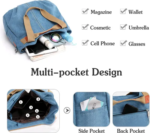 Vista 5 de FANDARE Bolso bandolera de lona para mujer, estilo vintage, bandolera