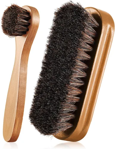 Vista 26 de 2 piezas Juego de cepillo de zapatos de pelo de caballo para pulir Kit de cepillos aplicadores de brillo Limpieza de zapatos de cuero Botas Cepillos