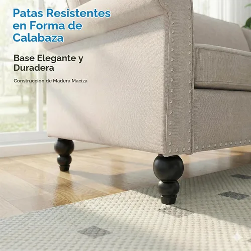 Vista 7 de Mjkone Juego de 2 Piezas para Sala de Estar, Sofás Seccionales, Juego de Sofá y Silla, Sofá Moderno de Lino con Marco de Madera y Patas