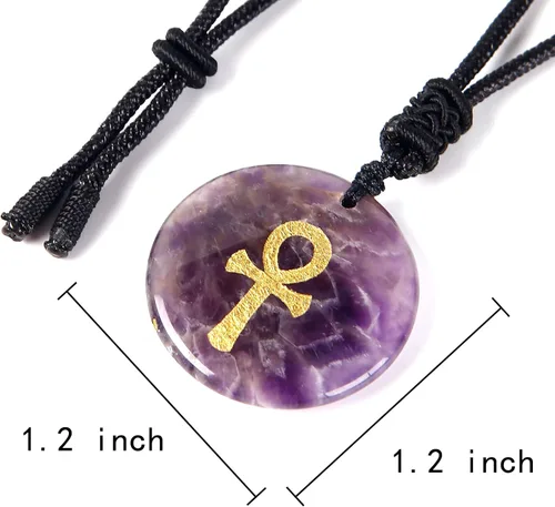 Vista 4 de NC - Collar de cruz de cristal natural egipcio para hombres y mujeres, correa de hombro ajustable