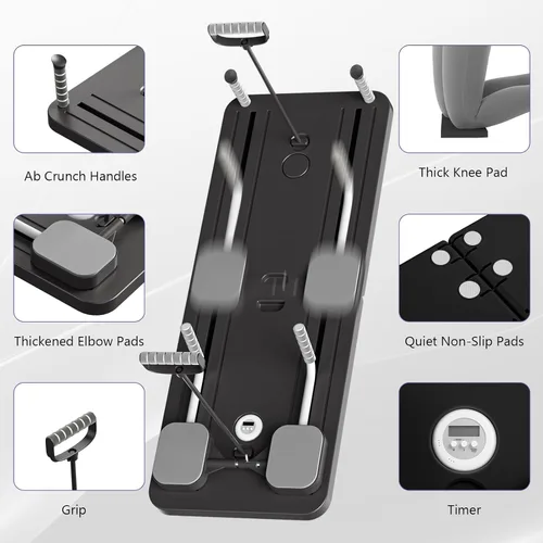 Vista 4 de JANUA Pilates Board - Pilates Reformer Set, Multi-Purpose Foldable Pilates Reformer Board for Home, 5 in 1 Pilates Sliding Board
