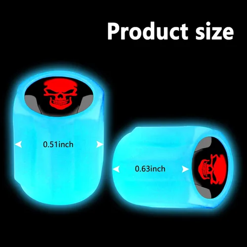 Vista 2 de 16 tapones fluorescentes para válvulas de neumáticos, accesorios de decoración universales para Calavera/Azul-16 piezas