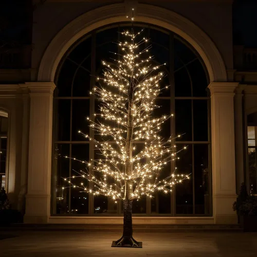 Vista 14 de Juego de árbol de abedul iluminado de 2 a 4 pies con 500 luces LED blancas Árboles negros