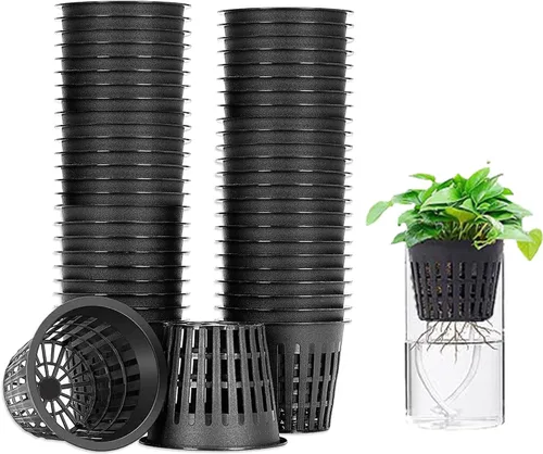 Vista 10 de 100 macetas de red resistentes de 2 pulgadas, vasos hidropónicos de malla ranurada para jardín, macetas de red para plantas y vivero
