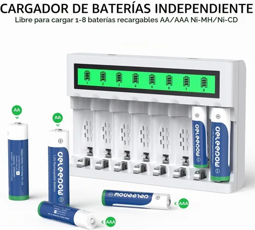 Vista 5 de NiMH AA AAA Baterías 3300mAh 1200mAh 8+8 Pack con cargador, 1.2V