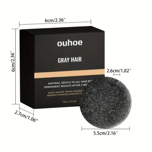 Vista 3 de Jabón para oscurecer el cabello, jabón para el cabello negro con extracto de carbón, raíz de ginseng y semilla de sésamo para suavidad y resplandor