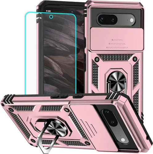 Vista 45 de HNHYGETE Funda para Pixel 6a con protector de pantalla HD, soporte giratorio de grado militar de 360° (resistente) a prueba de golpes para Google