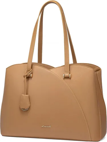 Vista 16 de LOVEVOOK Bolso de mano para laptop para mujeres, bolsos de trabajo, bolso para laptop para maestros, bolso de computadora de cuero, carteras Negro