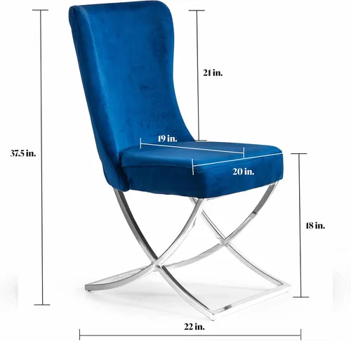 Vista 3 de Ottomanson Royal - Juego de 2 sillas de comedor tapizadas de microfibra copetuda, montadas, patas de metal plateado, marco de madera de haya