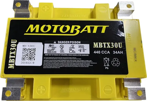 Vista 4 de MotoBatt MBTX30U (12V 32 Amp) 380CCA activado de fábrica sin mantenimiento QuadFlex AGM Batería