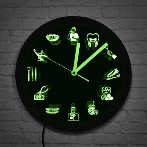 Vista 5 de The Geeky Days Dentista Clínica Dental Neón Reloj de Pared Señal Dental Oficina Higienista Iluminación LED Decoración Regalo