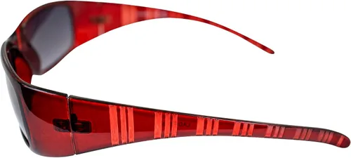 Vista 3 de AlterImage Boardwalk Fashion - Lentes de sol retro para mujer, montura roja envolvente con lentes ahumados degradados, rojo (Red-Smoke)