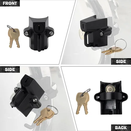 Vista 7 de Kit de bloqueo de seguridad para casco de motocicleta para tubos de 7/8" a 1 1/4" de diámetro para Harley Chrome (negro)