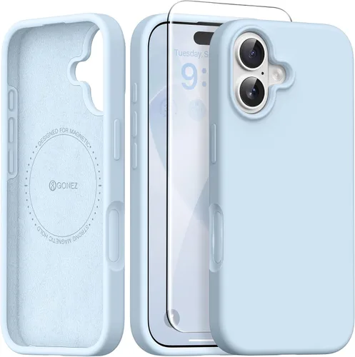 Vista 185 de GONEZ Funda magnética para iPhone 12 Case / 12 Pro Case, compatible con MagSafe, [protector de pantalla + protector de lente de cámara], funda