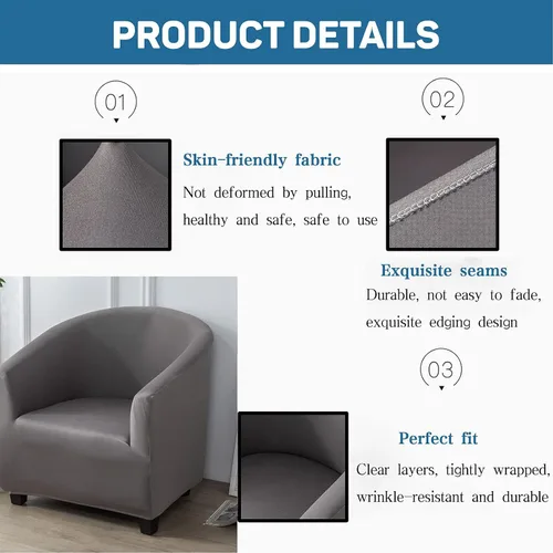 Vista 5 de Funda elástica para silla de club, fundas de microfibra para sillas de bañera que se pueden mover suaves, lavables a máquina, funda elástica