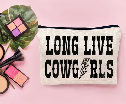 Vista 2 de Bolsas de maquillaje retro occidentales de larga vida para vaqueras, bolsa de maquillaje con perno de rayo de leopardo, bolsa de cosméticos, bolsa