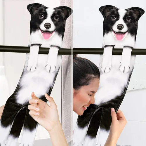 Vista 6 de AGRIMONY Border Collie - Divertidas toallas de mano para cocina, baño, perro, mamá, papá, regalos para mujeres, hombres, adolescentes, niños