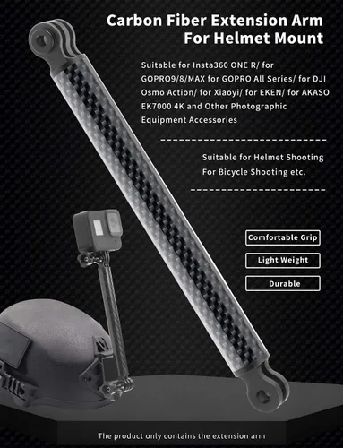 Vista 3 de Brazo de extensión para casco compatible con Gopro Hero, Insta360 One R, DJI Osmo y otras cámaras