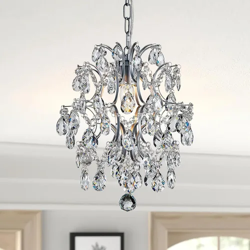 Vista 17 de Bestier Lámpara colgante moderna dorada con forma de gota de lluvia de cristal, lámpara de techo para comedor, baño, dormitorio, sala de estar Oro