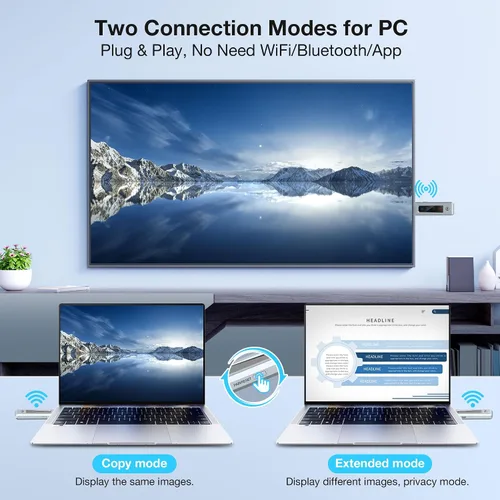 Vista 4 de Transmisor y receptor HDMI inalámbrico, extensor HD Plug & Play portátil 2.4G/5G con pantalla LED, kit HDMI inalámbrico para transmisión de video